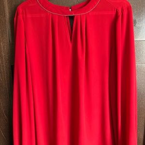 Red Blouse with Silver Beading Neckline
